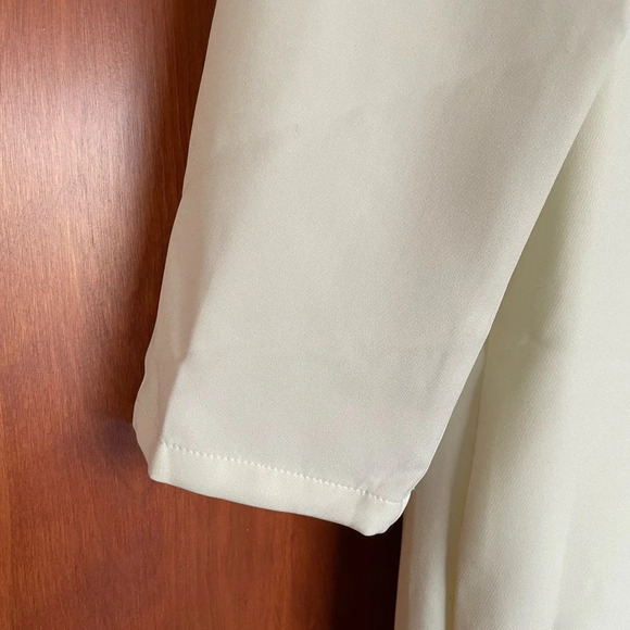 Tuckernuck Daphne Dress Off White Stretch Crepe Bow Tie Size Small - Picture 7 of 12